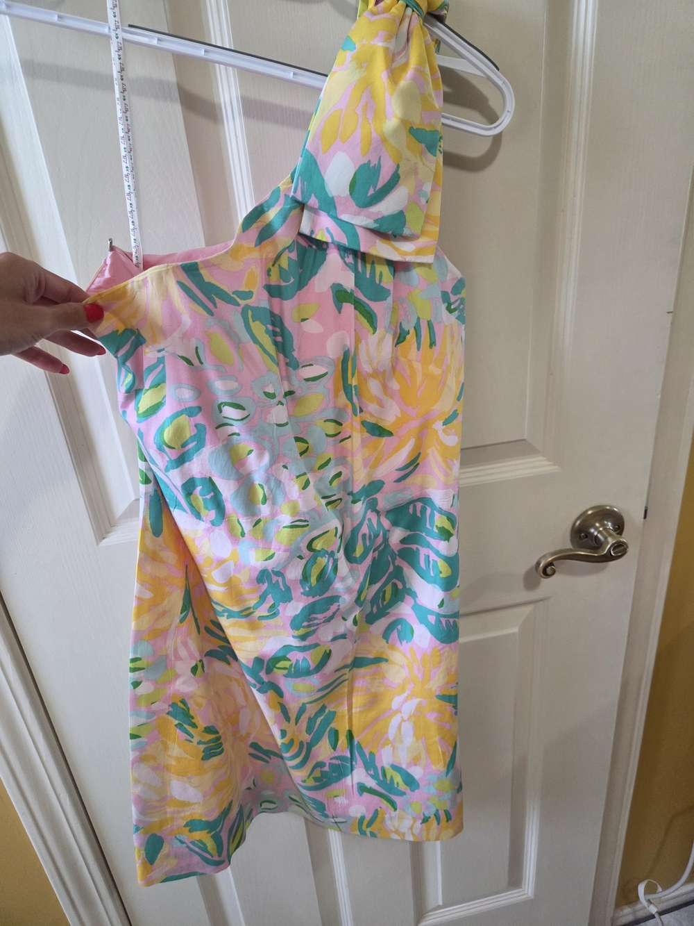 Lilly Pulitzer One-Shoulder Floral Dress in Pink, Yellow & Green